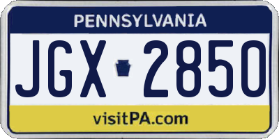 PA license plate JGX2850