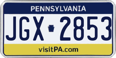 PA license plate JGX2853