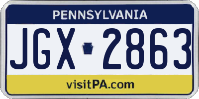 PA license plate JGX2863
