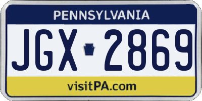 PA license plate JGX2869