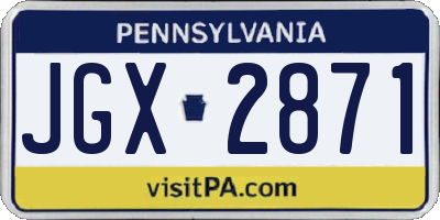 PA license plate JGX2871