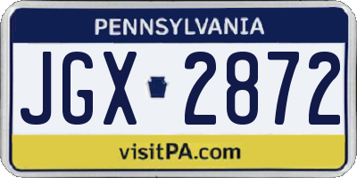 PA license plate JGX2872