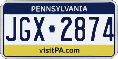 PA license plate JGX2874