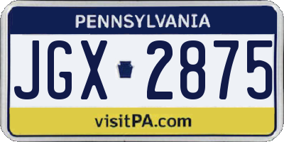 PA license plate JGX2875