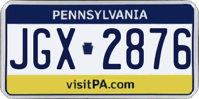 PA license plate JGX2876