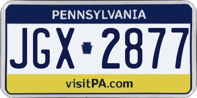 PA license plate JGX2877