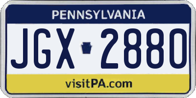 PA license plate JGX2880