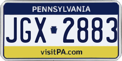PA license plate JGX2883