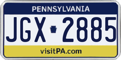 PA license plate JGX2885