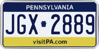 PA license plate JGX2889