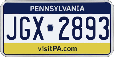PA license plate JGX2893