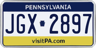 PA license plate JGX2897