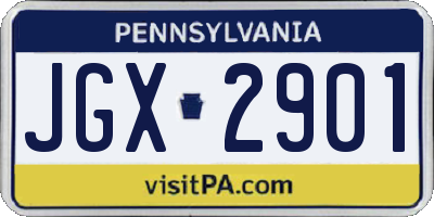 PA license plate JGX2901