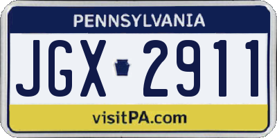 PA license plate JGX2911
