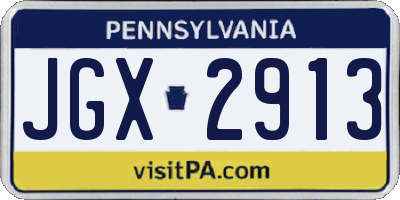 PA license plate JGX2913