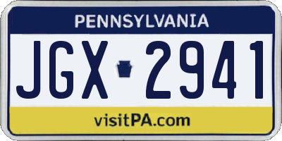 PA license plate JGX2941