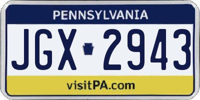 PA license plate JGX2943