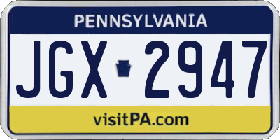 PA license plate JGX2947