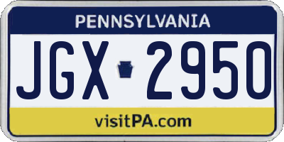 PA license plate JGX2950
