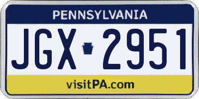 PA license plate JGX2951