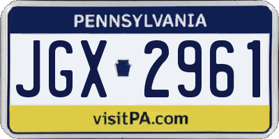 PA license plate JGX2961