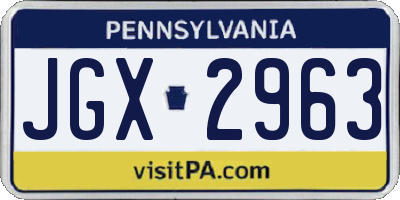 PA license plate JGX2963