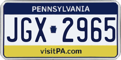 PA license plate JGX2965
