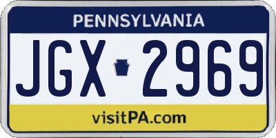 PA license plate JGX2969