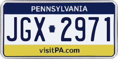 PA license plate JGX2971