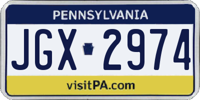 PA license plate JGX2974