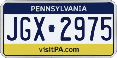 PA license plate JGX2975
