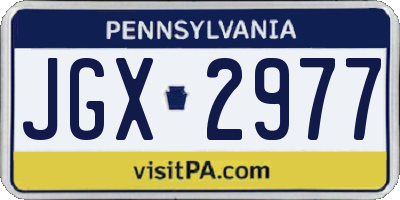PA license plate JGX2977