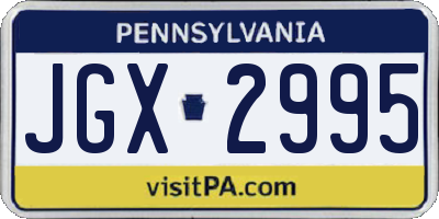 PA license plate JGX2995