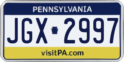 PA license plate JGX2997