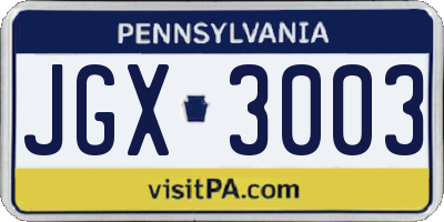 PA license plate JGX3003