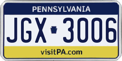 PA license plate JGX3006