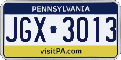 PA license plate JGX3013