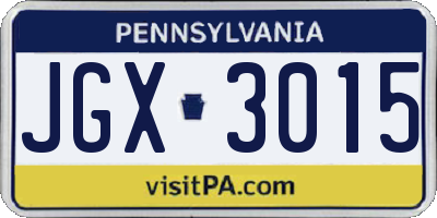 PA license plate JGX3015