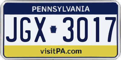 PA license plate JGX3017