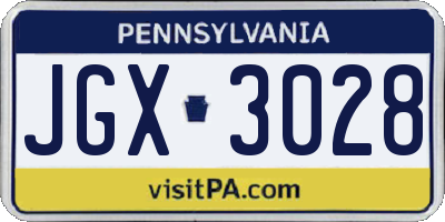 PA license plate JGX3028