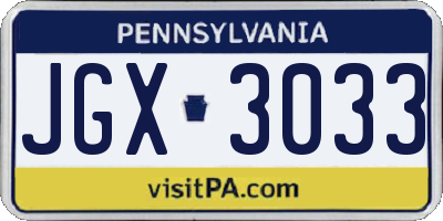 PA license plate JGX3033