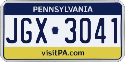 PA license plate JGX3041