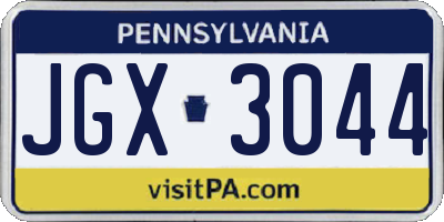 PA license plate JGX3044