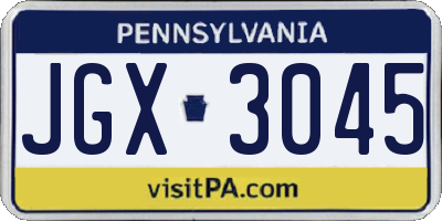 PA license plate JGX3045