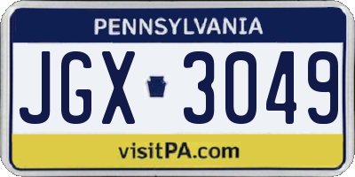 PA license plate JGX3049