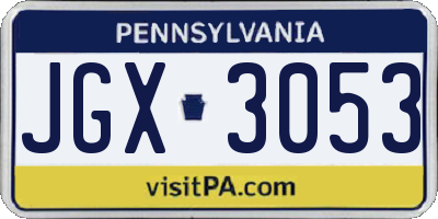 PA license plate JGX3053