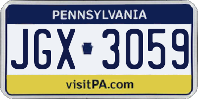 PA license plate JGX3059