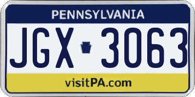 PA license plate JGX3063