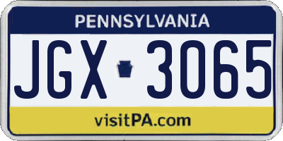 PA license plate JGX3065