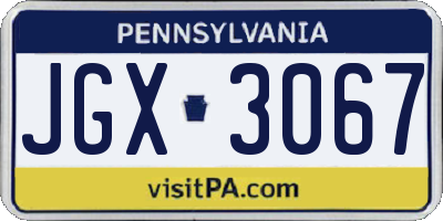 PA license plate JGX3067